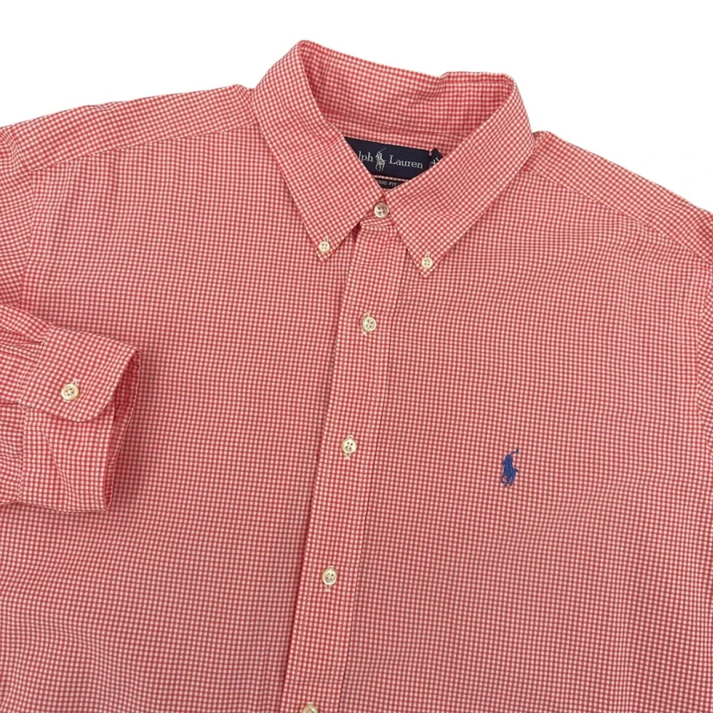 Polo Ralph Lauren Mens XXL Red Gingham Check Classic Fit Button Down Shirt